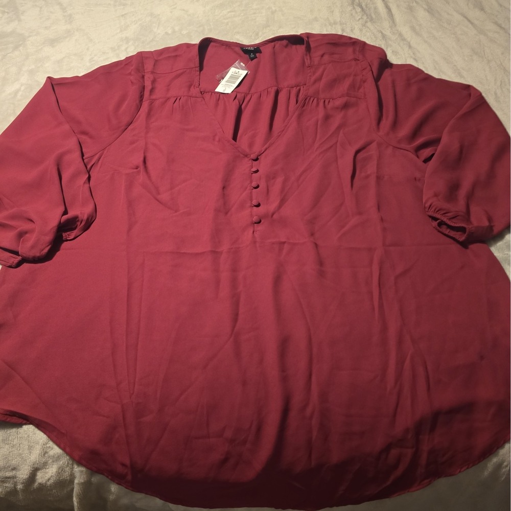Torrid Harper Purple Solid V-Neck Tunic Blouse 3/4 Sleeve Pullover 4xl Flowy